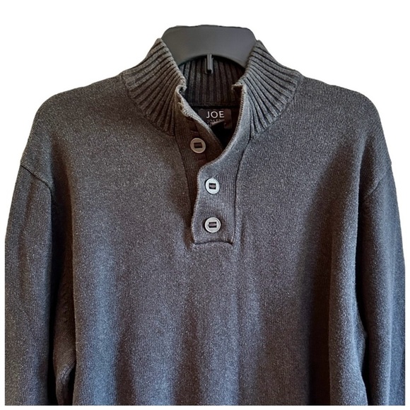 JOSEPH ABBOUD, MENS LONG SLEEVE, GREY HENLEY. MOCK NECK, 4-BUTTON CLOSURE.SIZE L - Picture 2 of 5